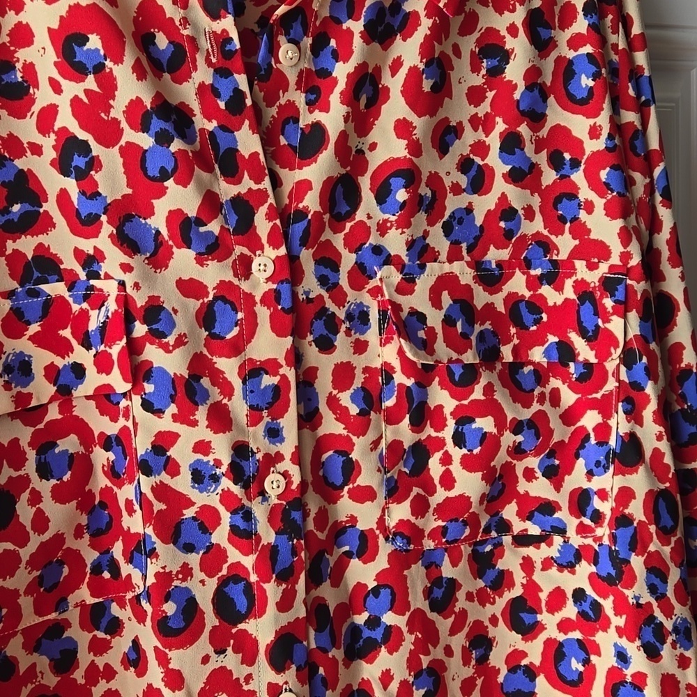 Madison Leopard Print Button Down Blouse - Picture 2 of 7